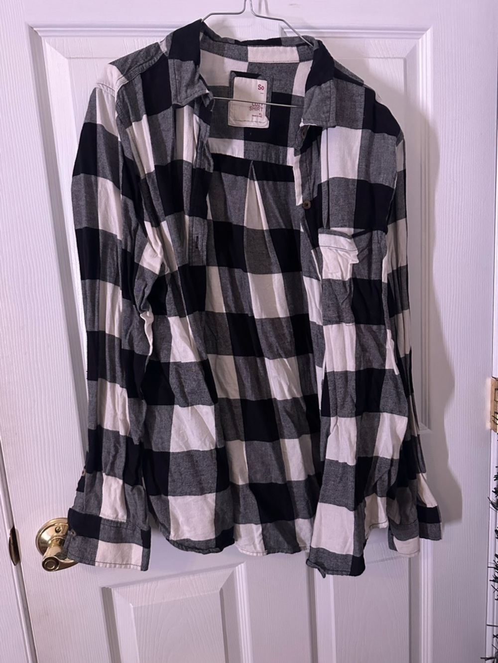 SO Black and White Cozy Plaid Shirt